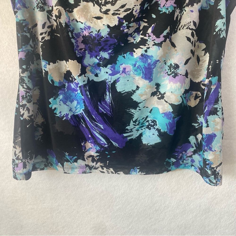 212 Collection Women's Garden Party Cowl Neck Sleeveless Chiffon Top XL Abstract - Picture 2 of 10